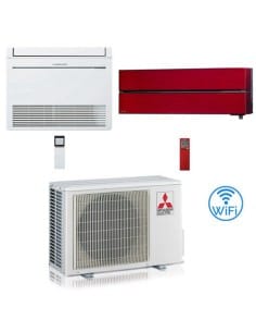 Climatizzatore Condizionatore Mitsubishi Kirigamine Style + Console Wifi R32 Rosso Dual Split Inverter 9000 + 12000 BTU con U...