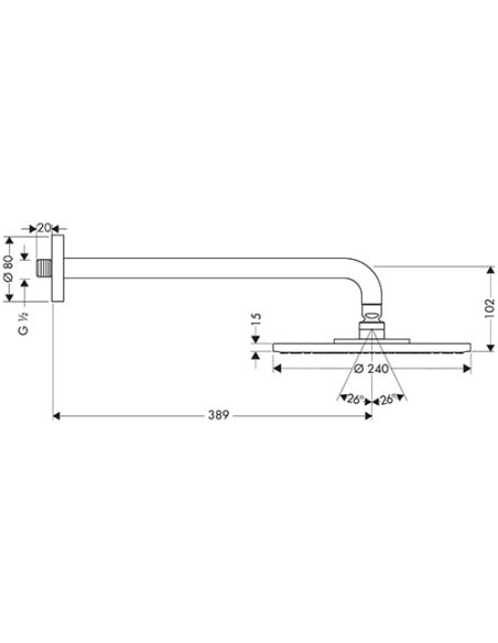 Soffione doccia Hansgrohe Raindance S 240 1Jet con braccio doccia art. 27474000 finitura cromata - Climaway
